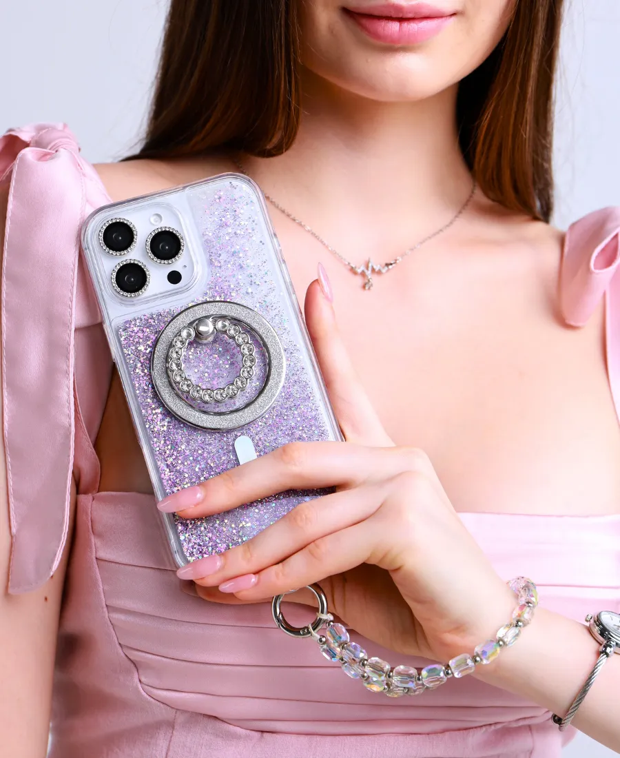 Purple Holo Glitter MagSafe Phone Case Smooth Surface