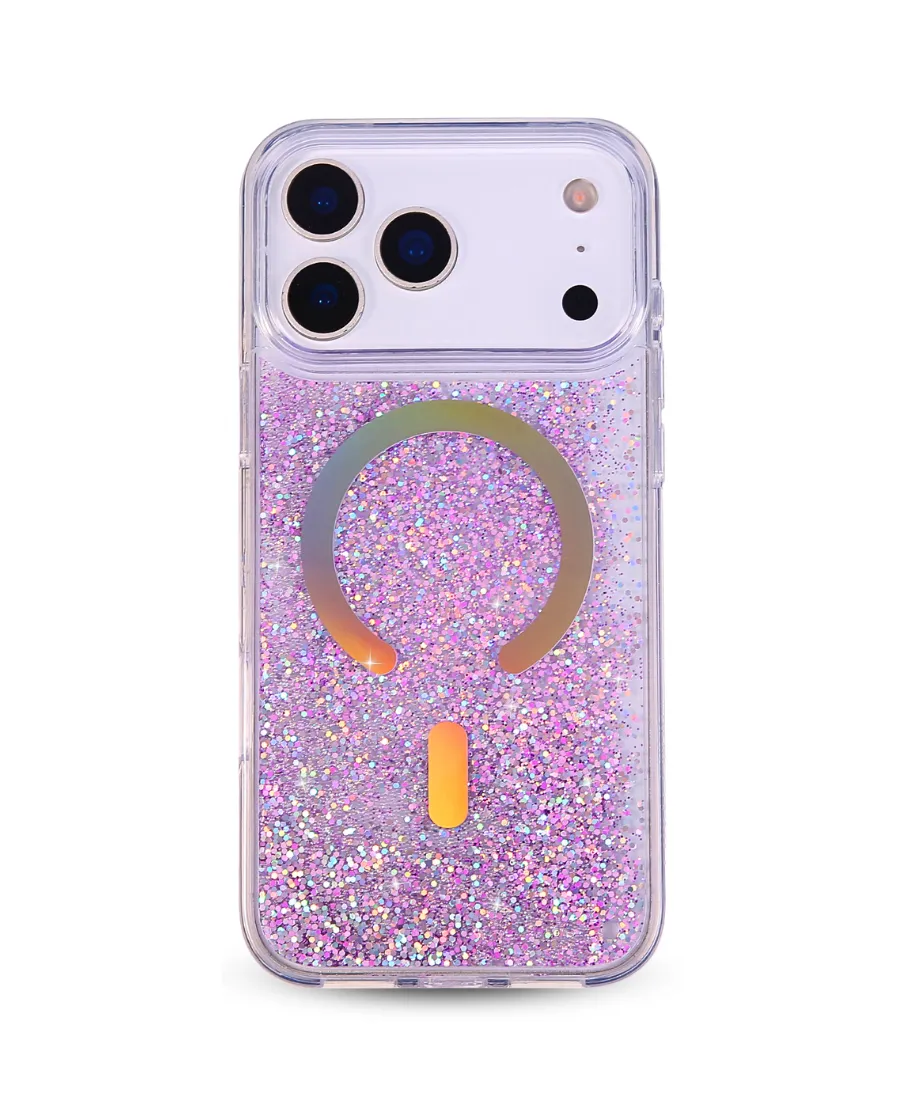 Soft Finish Layer Smooth Pattern Finish Purple Holo Glitter MagSafe Phone Case