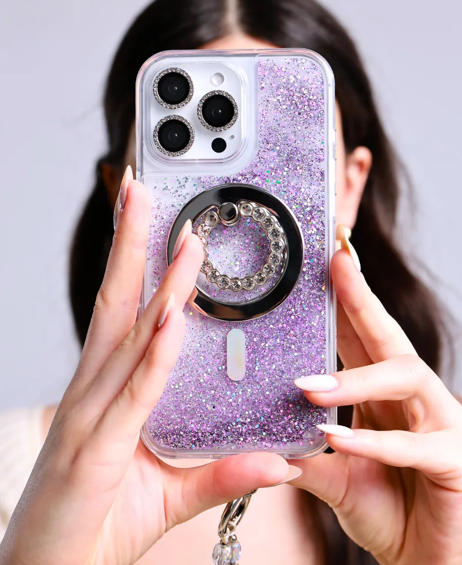 Purple Holo Glitter MagSafe Phone Case Flexible Edge