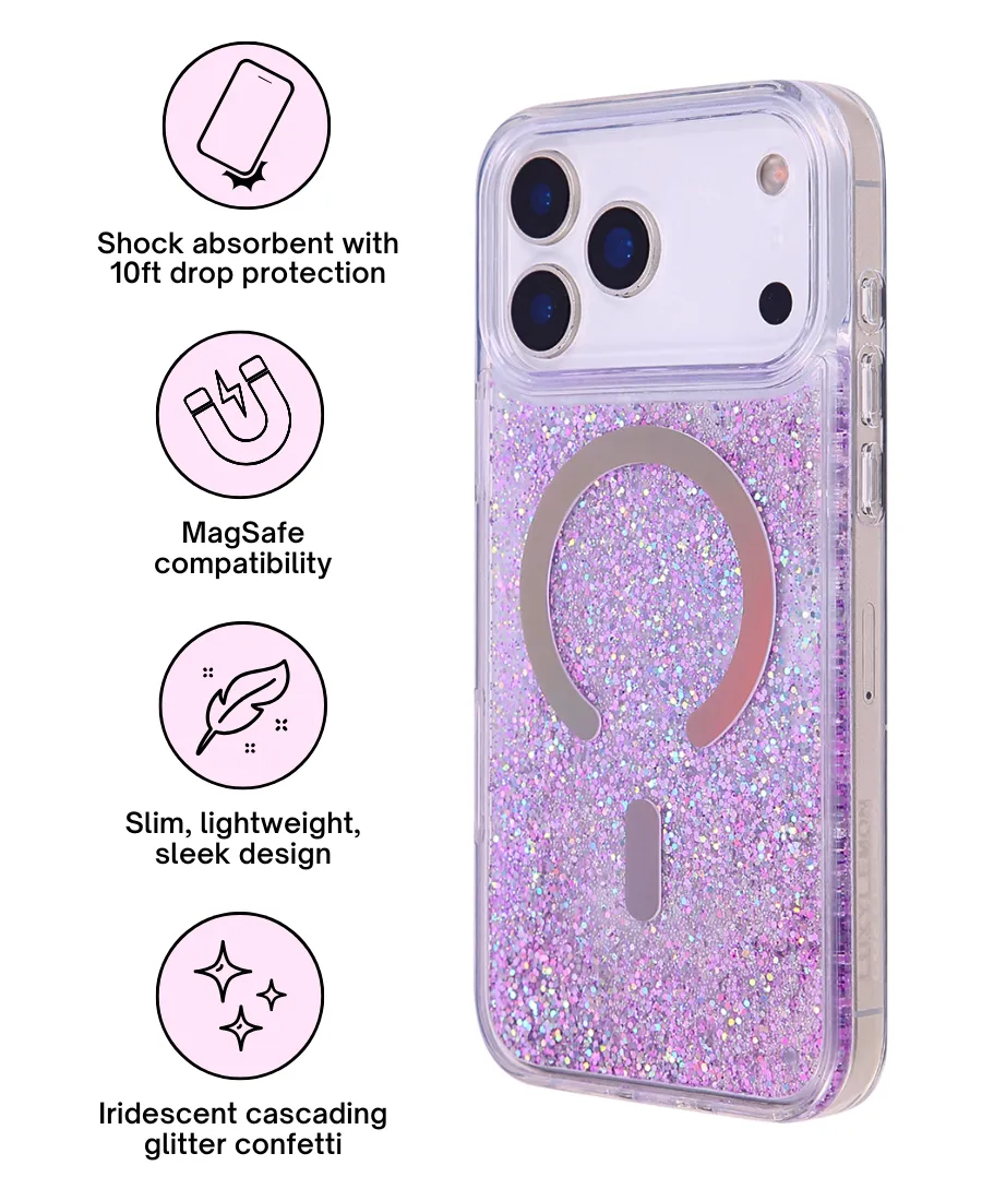 Minimal Design Purple Holo Glitter MagSafe Phone Case