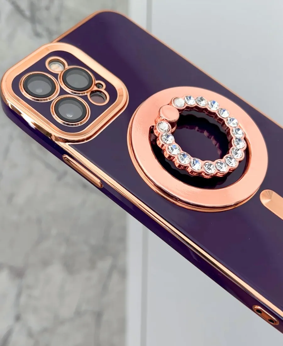 Clear Texture Trendy Texture Finish Purple Luxe MagSafe Phone Case