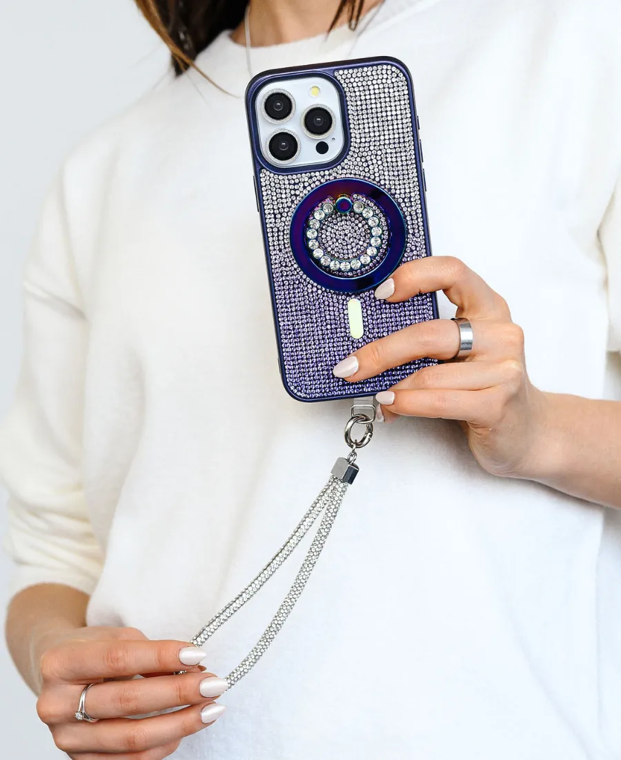 Vibrant pattern Sleek Appearance Purple Ombre Crystal Glam MagSafe Phone Case