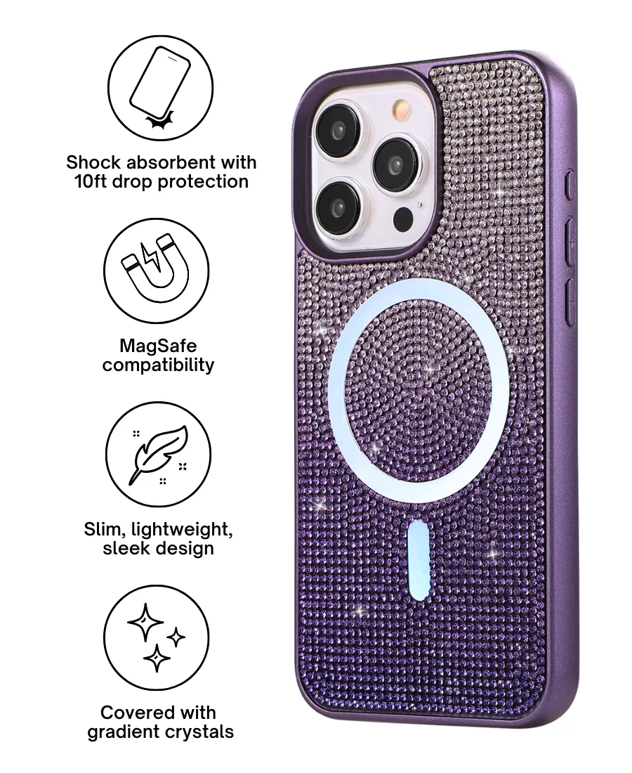 Purple Ombre Crystal Glam MagSafe Phone Case Comfort Feel Minimal Aesthetic Touch
