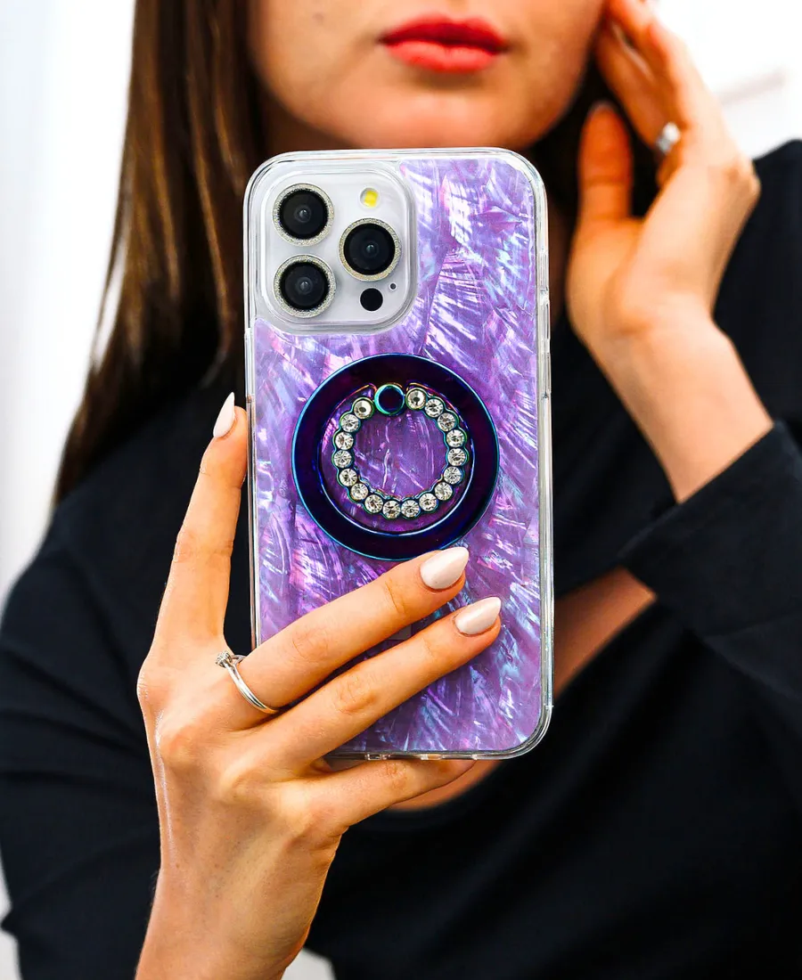 Protective barrier Everyday Accessory Purple Pearl Shell MagSafe Phone Case