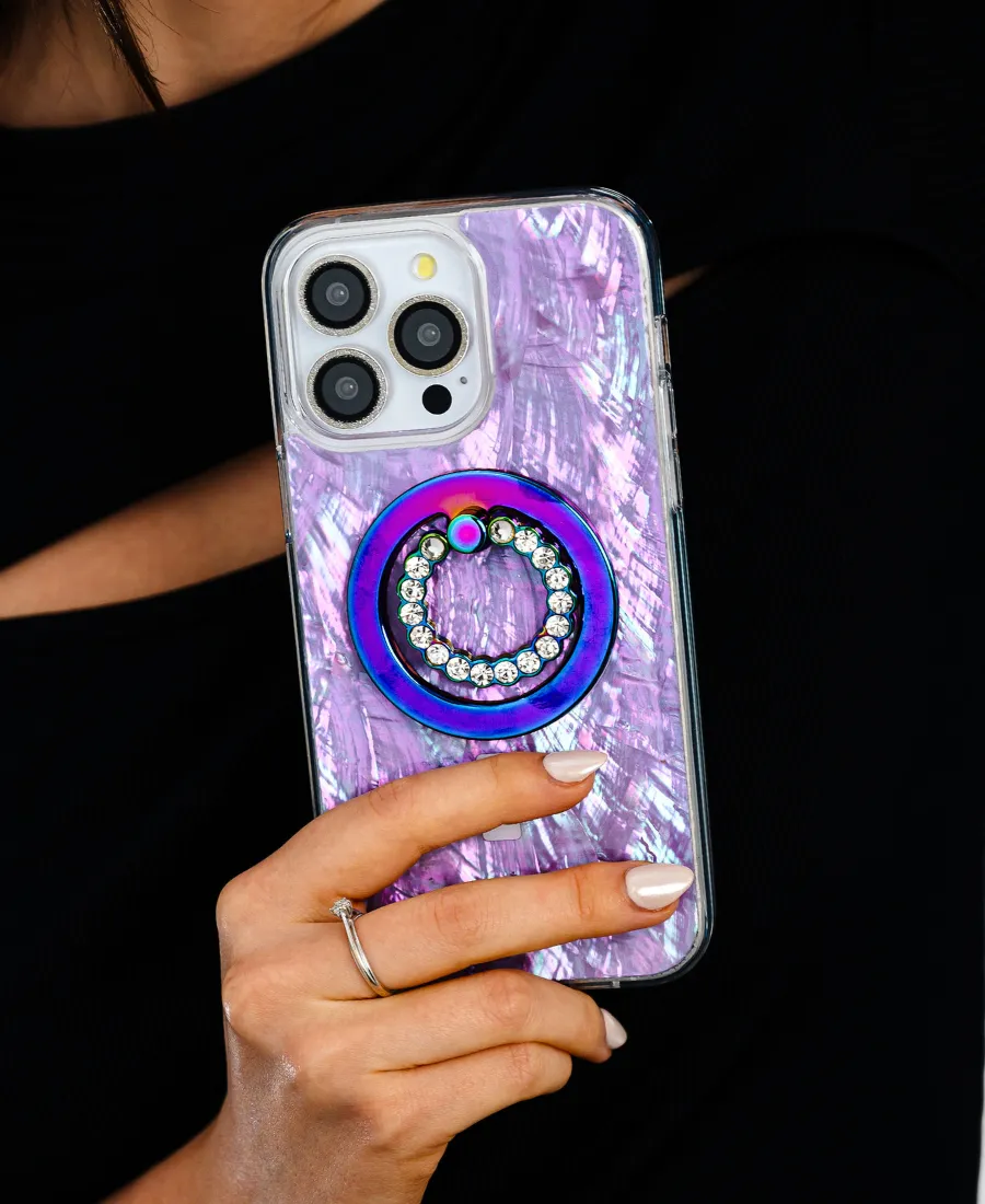 Hybrid Edge Purple Pearl Shell MagSafe Phone Case