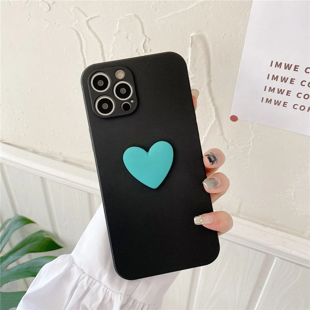 Modern Design Texture Hybrid Detail Matte Silicone Big Love Heart Phone Case for iPhone