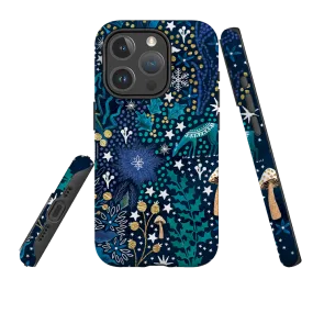 Minimal Build Texture Comfort Detail iPhone MagSafe Tough Case - Winter Flowers Teal By Emma Frances Grant