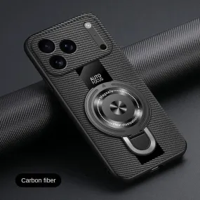 Matte Surface Design Matte Fiber For Magsafe Case  Magnetic Ring Stand Shockproof Cover For iPhone 17 /16 /15 /14