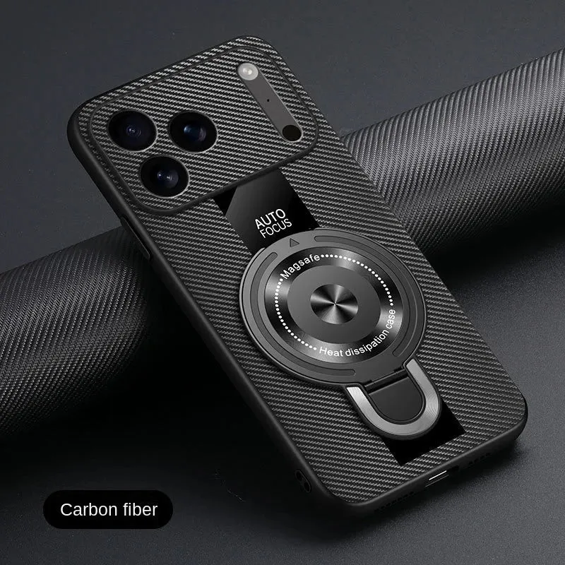 Matte Surface Design Matte Fiber For Magsafe Case  Magnetic Ring Stand Shockproof Cover For iPhone 17 /16 /15 /14