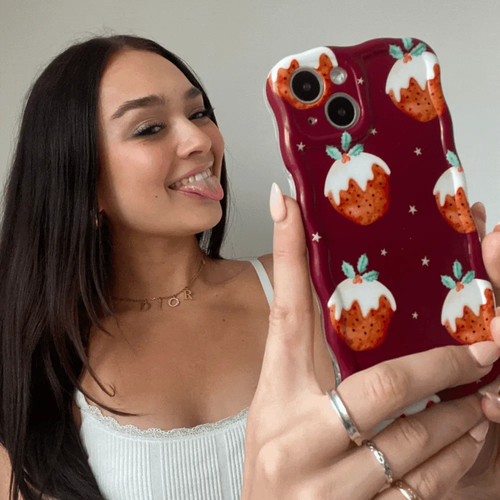 Flexible Pattern Layer Wavy Phone Case - Christmas Pudding
