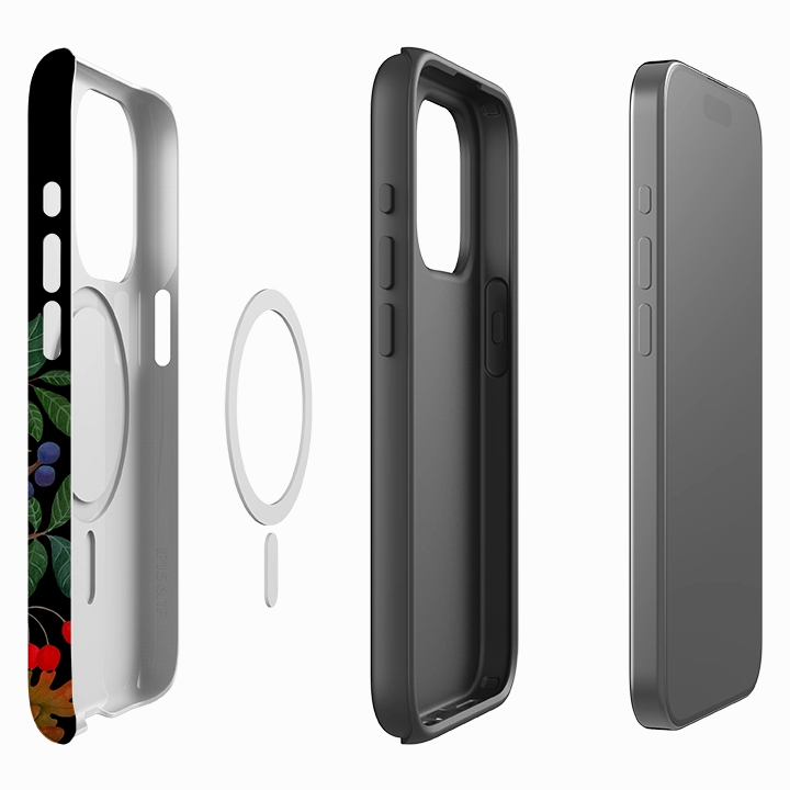 Everyday Carrying Luxury Edge Texture iPhone MagSafe Tough Case - Sloe Robin By Bex Parkin