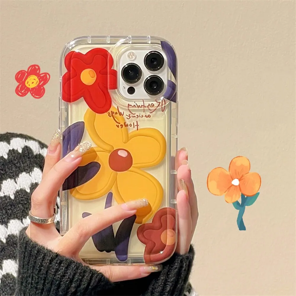 Clear Large Flowers Print Phone Case For iPhone Color Layer
