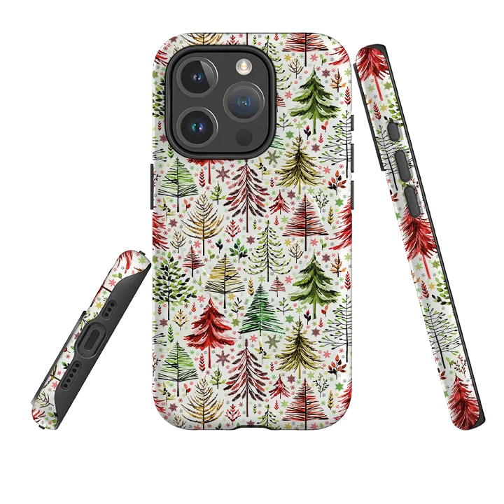 Protective Edge Layer Durable Design Texture iPhone MagSafe Tough Case -  Xmas Trees By Elisabeth Haager