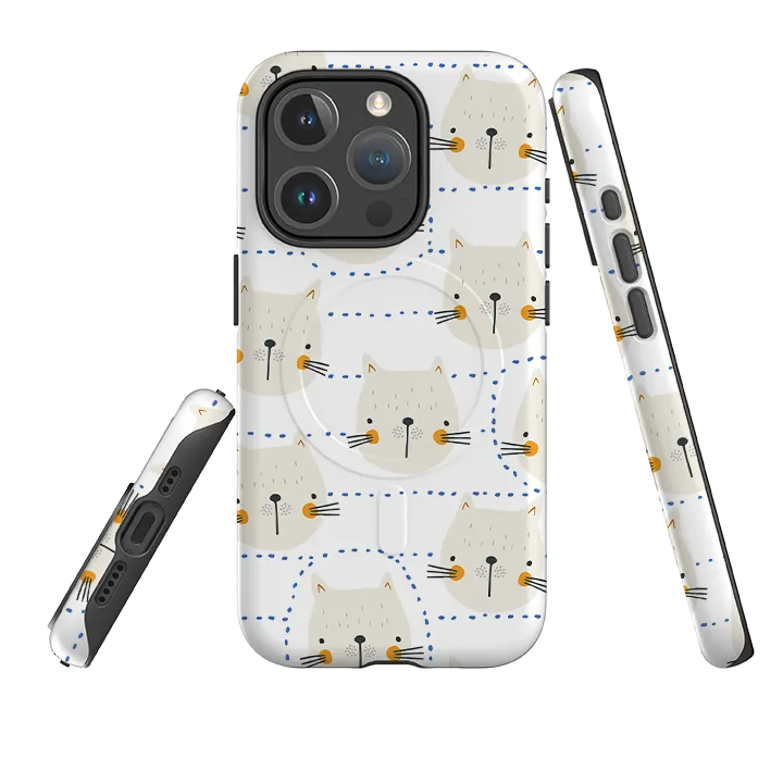 iPhone MagSafe Tough Case - Cat Tiles Easy Access Soft Pattern Layer