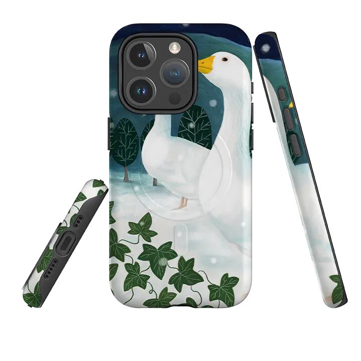 Protective Pattern Texture iPhone MagSafe Tough Case - Winter Geese By Bex Parkin