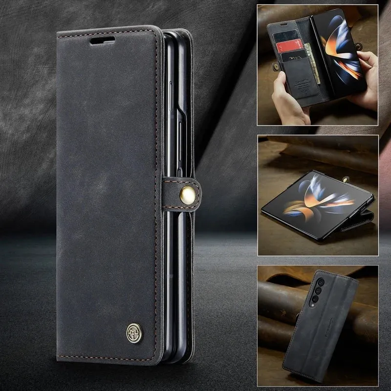 Leather Case For Samsung Galaxy Z Fold Sleek Texture