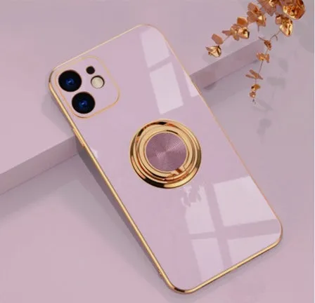 Luxury Royal Plating Ring Holder Phone Case For iPhone - 16, 16 Pro, 16 Plus, 16 Pro Max Simple Look