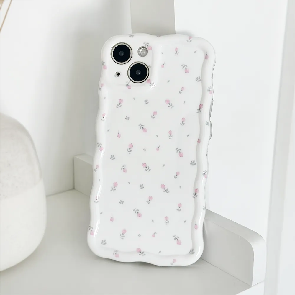 Refined Edge Wavy Phone Case - Ditsy Floral White