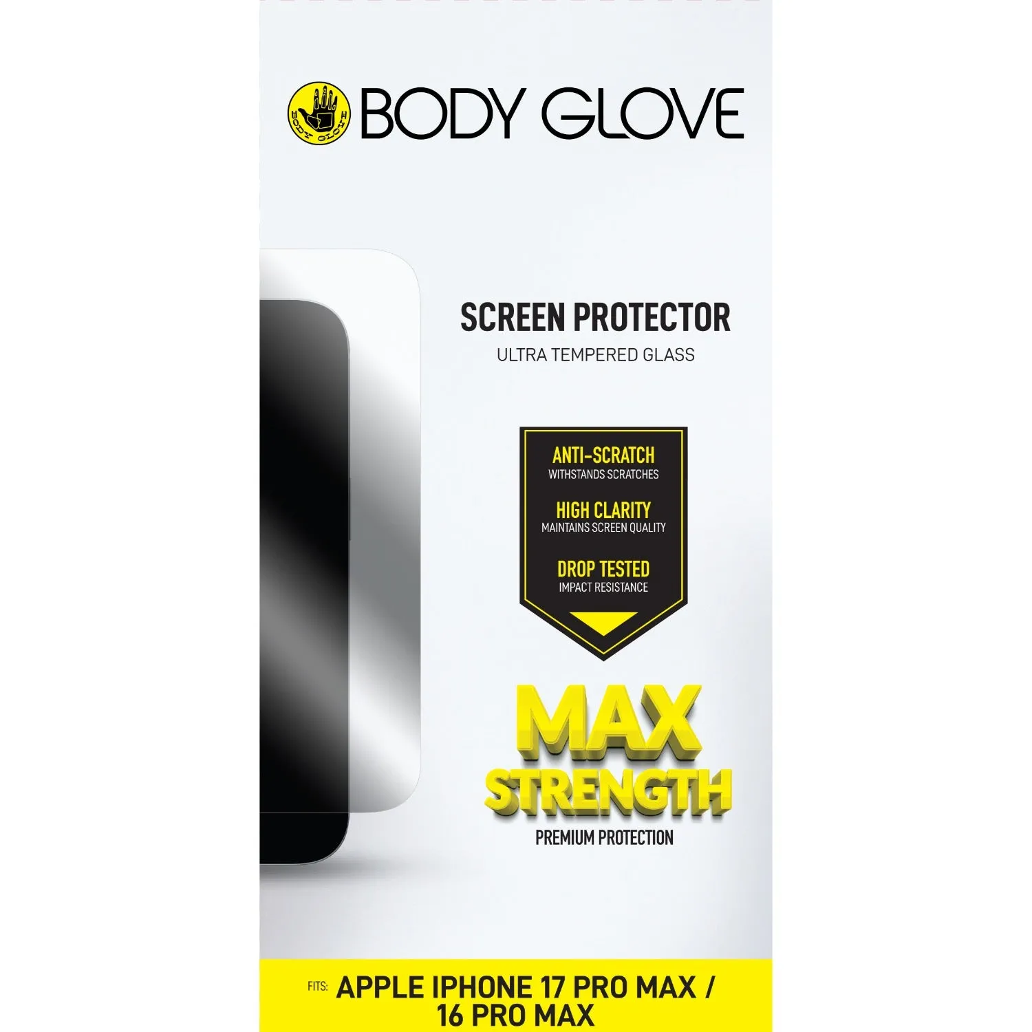 Body Glove Ultra Tempered Glass Screen Protector - Apple iPhone 17 Pro Max/16 Pro Max - Clear (BGSGUL-I17PM) Modern Style hybrid design