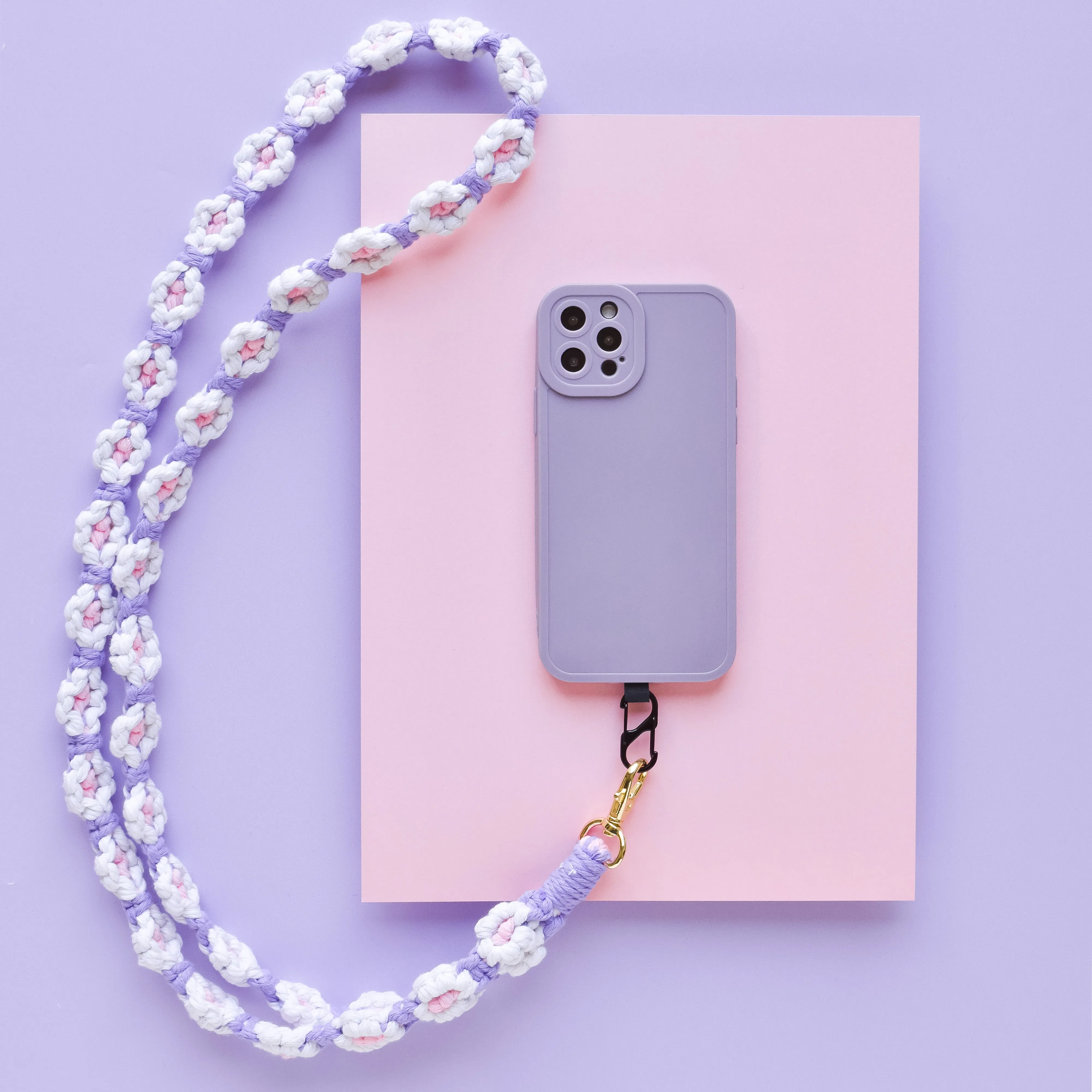 Quick Access Gear Crochet Flower Phone Lanyard Bundle - Lilac