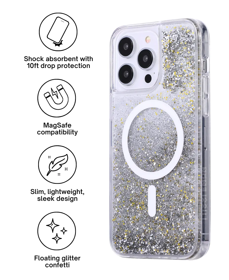 Elegant Style Clear Glitter MagSafe Phone Case