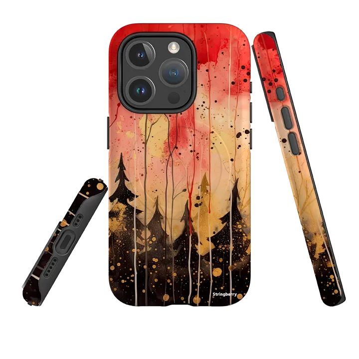 Rugged Frame Design iPhone MagSafe Tough Case - Watercolour Winter Forest