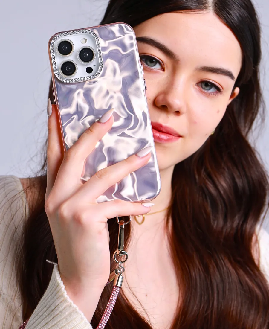 Champagne Liquid Luxe Phone Case Protective Pattern Texture Polished Style