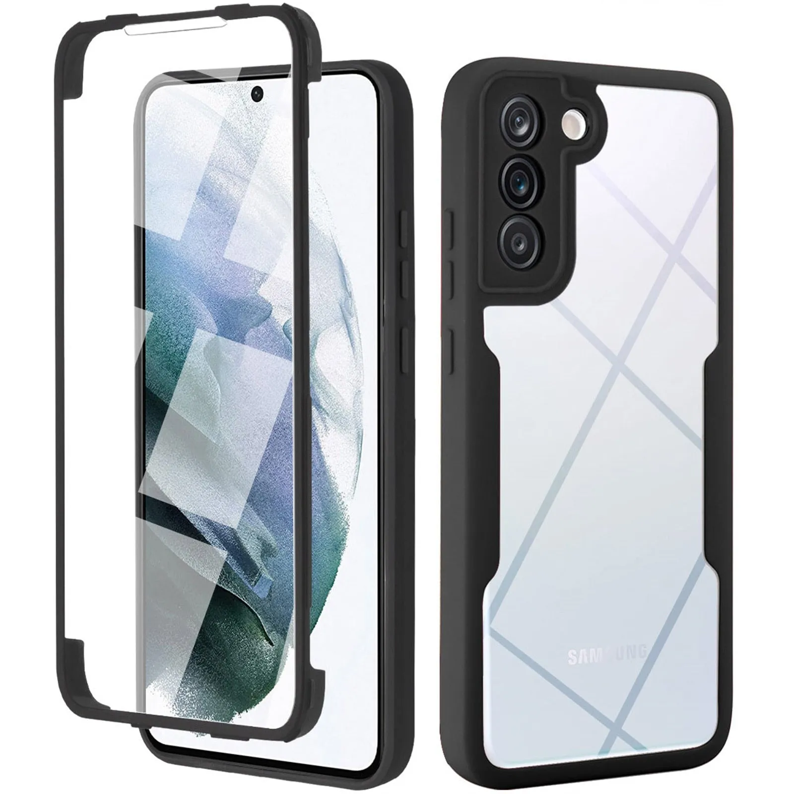 Modern Build Texture Sleek Edge Design Silicon 360?? Double Side For Samsung Galaxy S24-23 SeriesCase Film Screen Protector Bumper Cover