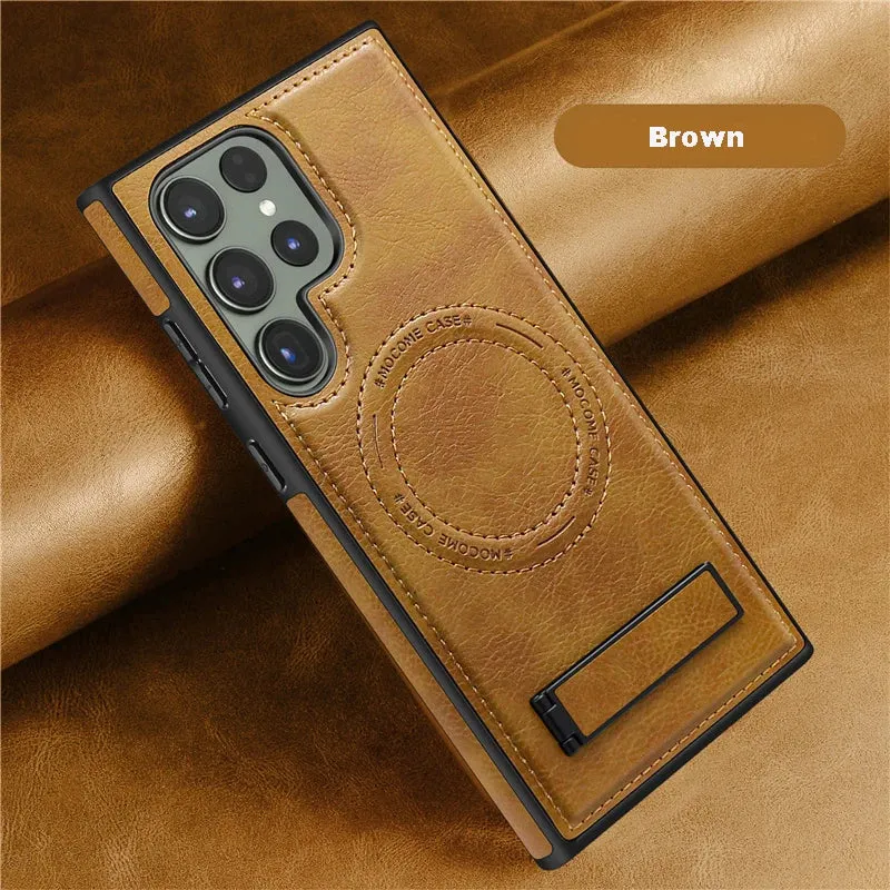high quality build Handheld device Luxury Wireless Charging Leather Case For S24-S23 Series