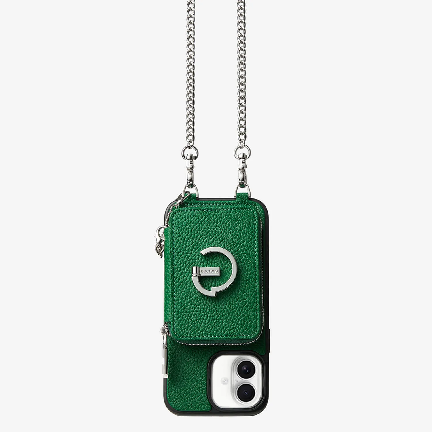 Stylish Look Glossy Pattern Silver Aura Range- Minimalist Crossbody Wallet Case for MagSafe with Kickstand