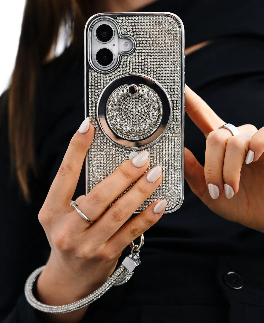 Silver Crystal Glam MagSafe Phone Case Flexible Pattern Layer Lightweight Feel