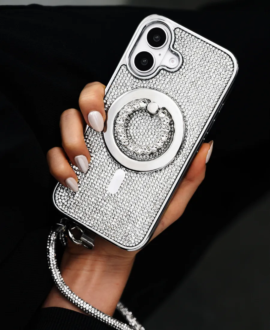 Silver Crystal Glam MagSafe Phone Case High-End Detail Practical Design