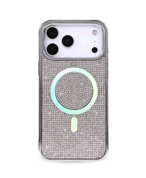 Travel Essential Silver Crystal Glam MagSafe Phone Case