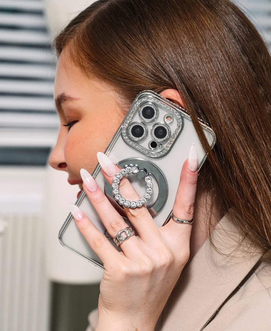 Refined Look Portable Layer Silver Glam MagSafe Phone Case