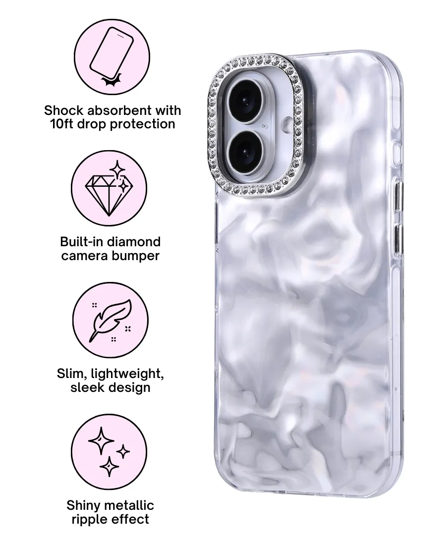 Fashion Accessory Rugged Design Silver Liquid Luxe Phone Case