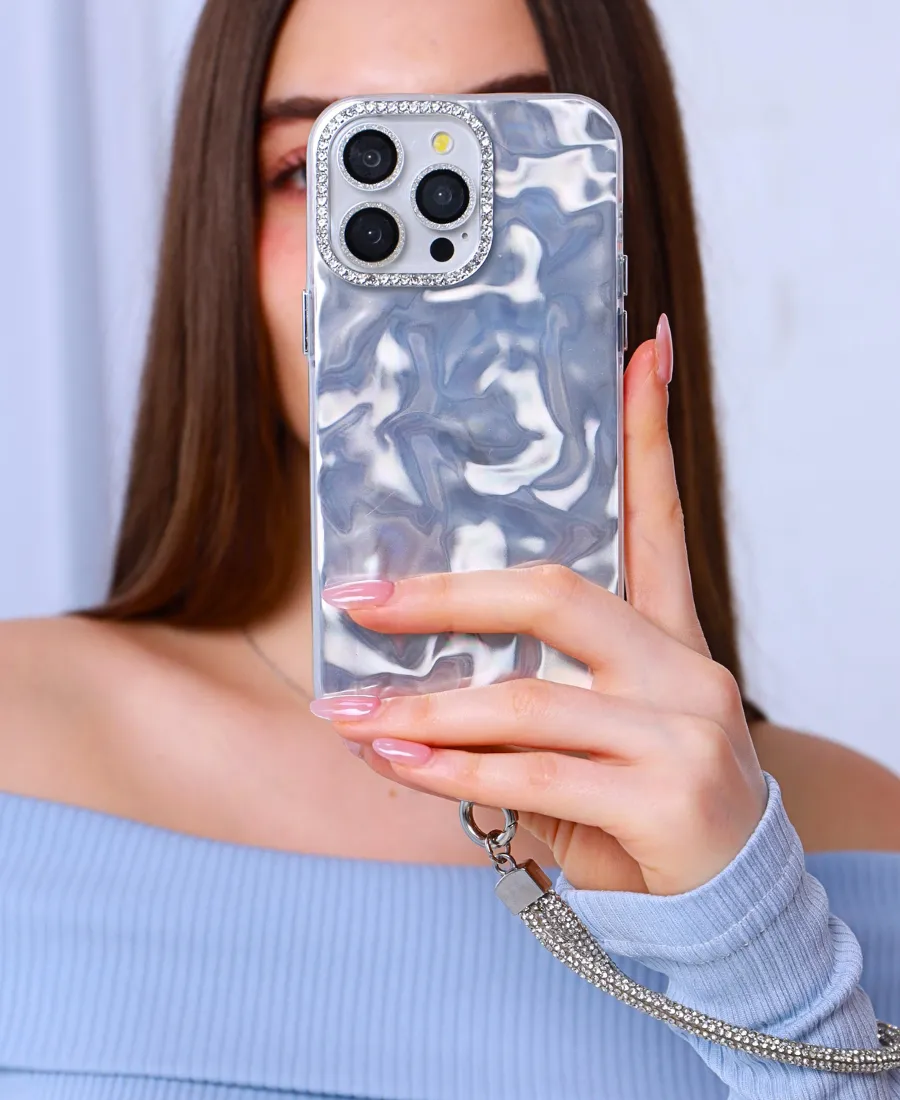 Silver Liquid Luxe Phone Case Luxury Texture Finish Sleek Feel