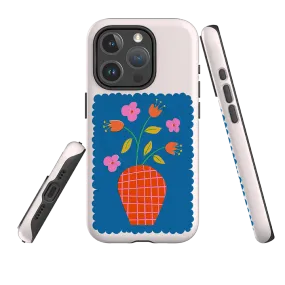 Premium Texture Luxury Texture Finish iPhone MagSafe Tough Case - Floral Stamp