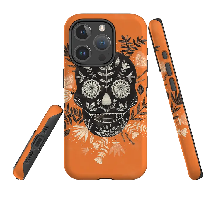 Full Coverage iPhone MagSafe Tough Case -  Sugar Skull Orange By Jade Mosinski