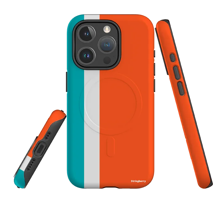 Durable Protection Layer Reusable Material iPhone MagSafe Tough Case - Venice Chroma Stripe