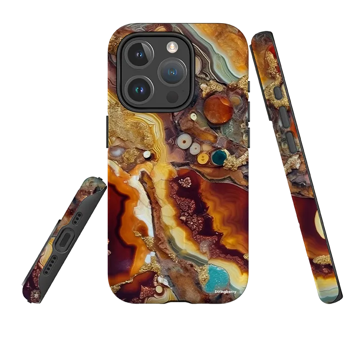 Luxury Finish Texture iPhone MagSafe Tough Case - Spanish Gold