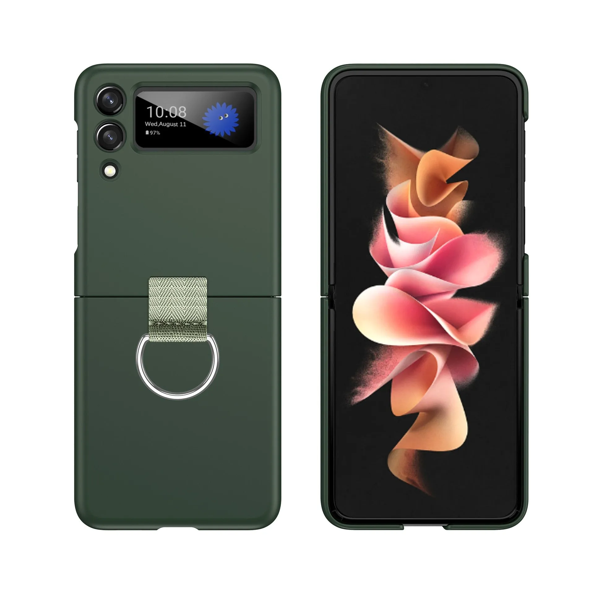 Folding Screen Protective Back Cover Case with Ring Holder For Samsung Z Flip Edge Reinforced Unisex Design