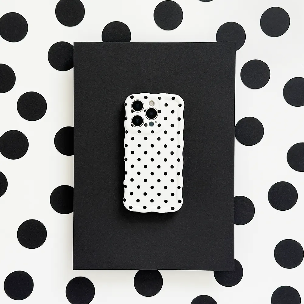 Wavy Phone Case - White Polka Dot Vivid Texture