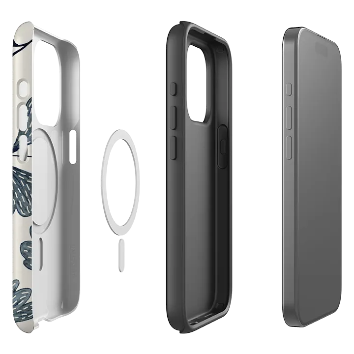 Matte Build Impact Resistant iPhone MagSafe Tough Case - Indigo Leaves By Katherine Quinn