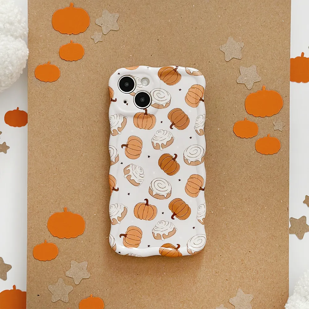Wavy Phone Case - Cinnamon Buns Durable Texture Build Gloss Surface Layer