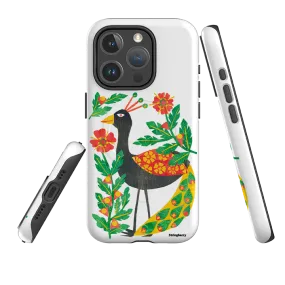 iPhone MagSafe Tough Case - Folk Floral Peahen By Tracey English Luxury Grip Sleek Grip