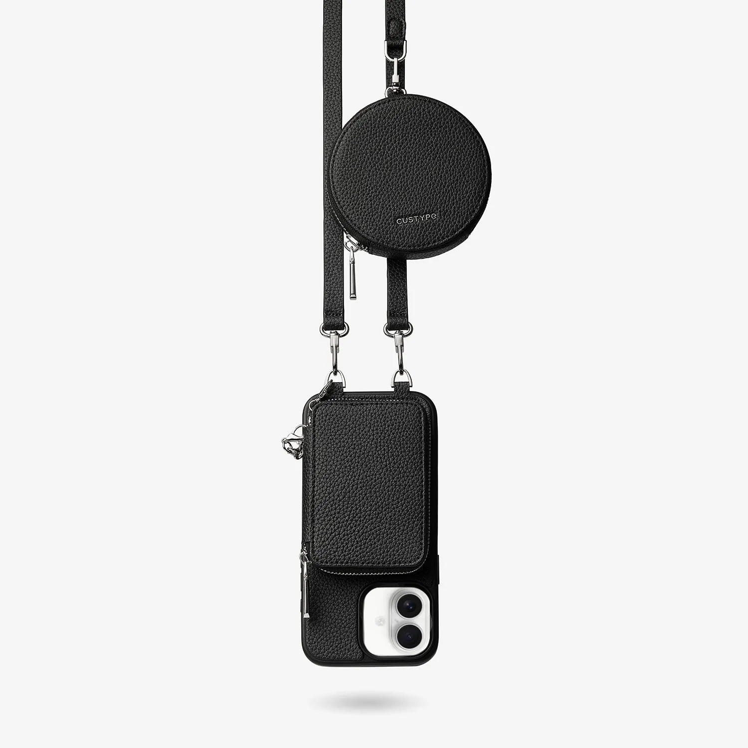 Trendy Pattern Lunar Silver Series- Premium Crossbody Magsafe Phone Case with Removable Wallet & Round Pouch