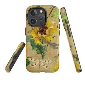iPhone MagSafe Tough Case -  Dragonflies and Sunflowers Modern Touch