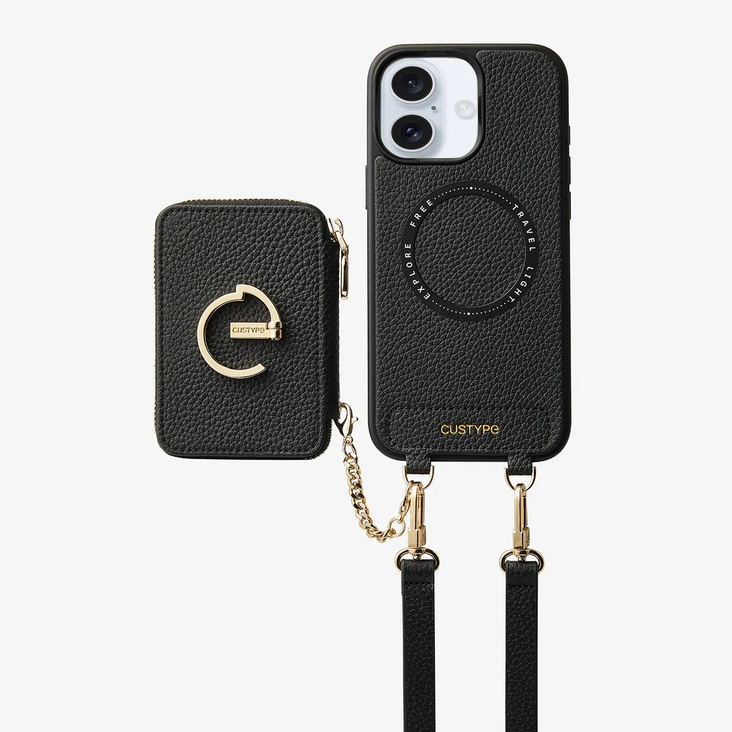 Modern Frame Minimal Surface Layer Original Design Set- Detachable Magsafe Crossbody Wallet Phone Case Set For Travel