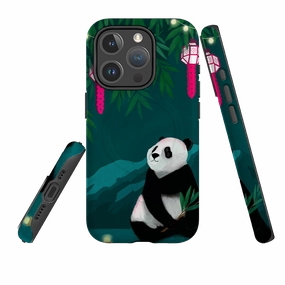 hybrid design Matte Pattern iPhone MagSafe Tough Case - Panda and Lanterns By Bex Parkin