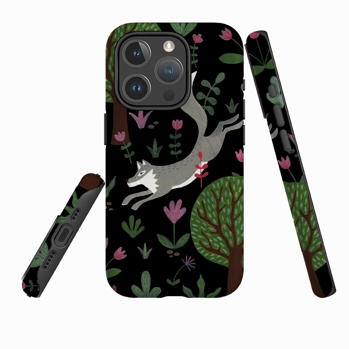 iPhone MagSafe Tough Case - Wolf In Trees By Bex Parkin Rugged Edge Texture